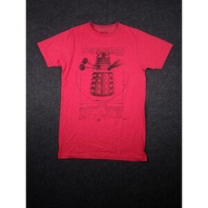 Doctor Who Shirt Mens Small S Crew Neck Short Sleeve Cotton Stretch Red